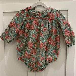 Bisby Long Sleeve Floral Bubble w/ Ruffle Collar 12M